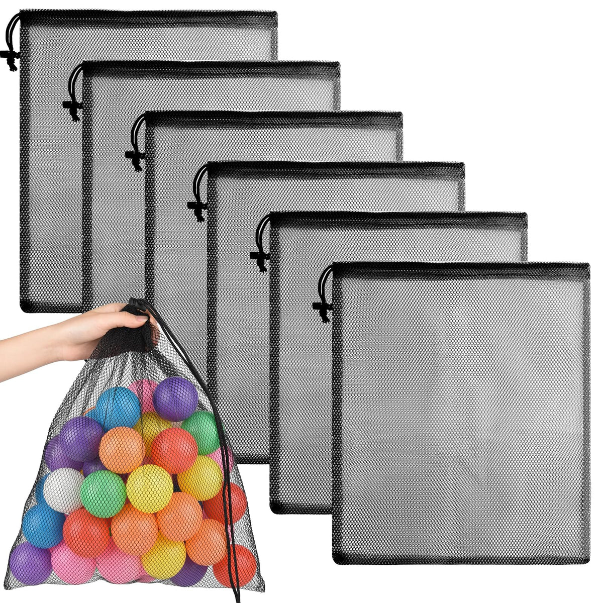 PLULON 20 Pcs Mesh Drawstring Beach Bags