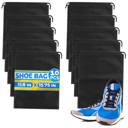 10 Pcs Small Mesh Bags Drawstring, 11.8"x7.48", Polyester (Black)