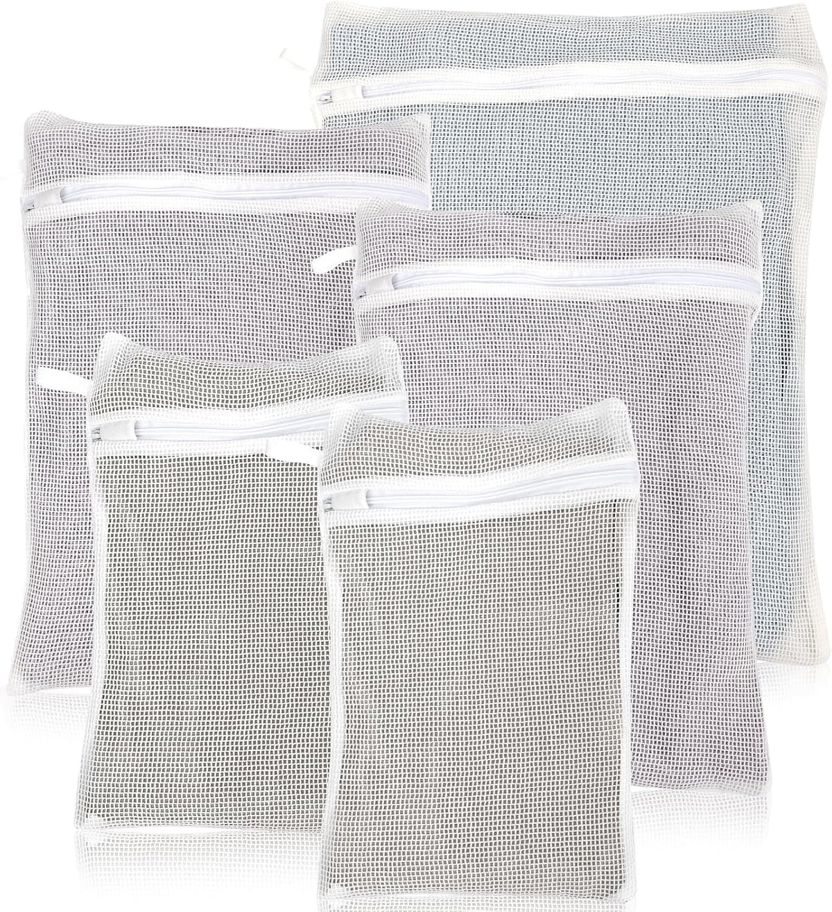 5-Piece Organic Cotton Laundry Bags with Zipper and Hanging Loop, 3 Sizes (S, M, L) Mesh Laundry Bag, Durable Cotton Mesh Laundry Bag for Delicate Underwear and Socks.