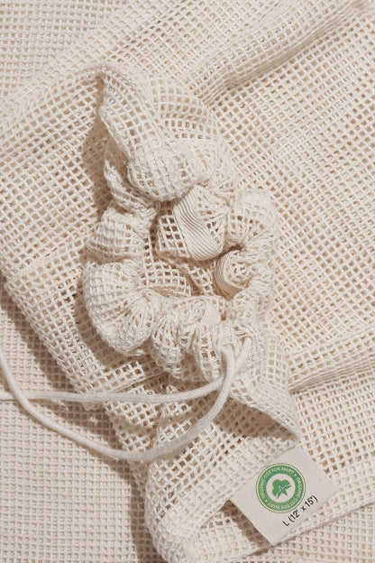 Cotton Mesh Laundry Bags for Delicate Clothes - Set of 3 Extra Large Mesh Washing Bags with Drawstring - Micro-plastic-free, Toxin-free, Dye-free & Unbleached Dryer Washer Bags (3 X-Large - 14”x18”)