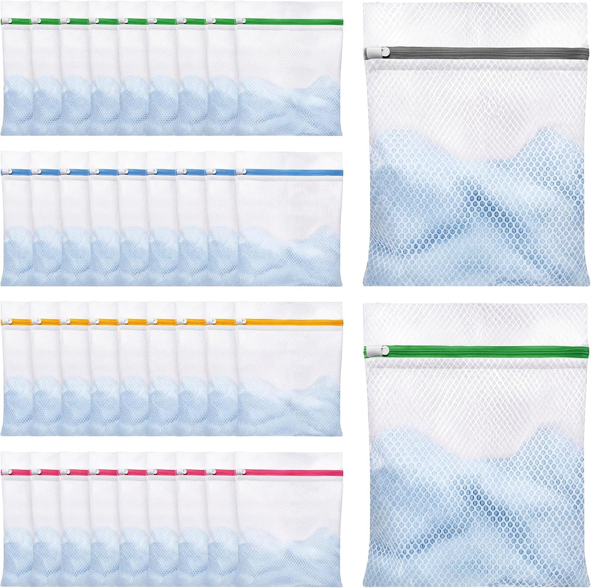 Junkin 40 Pack Honeycomb Mesh Laundry Bags for Delicates 12 x 16 Inches