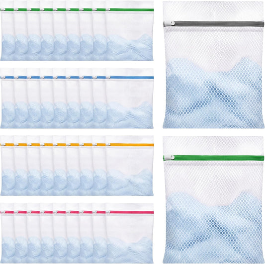 Junkin 40 Pack Honeycomb Mesh Laundry Bags for Delicates 12 x 16 Inches
