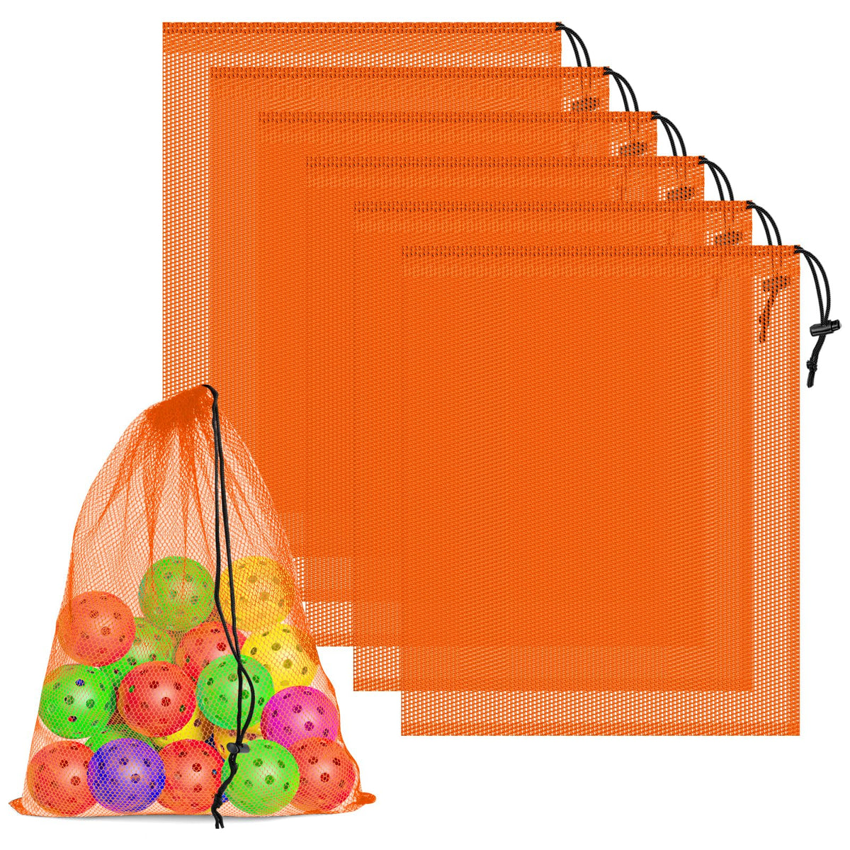 6 Pack Mesh Drawstring Bags with Lock, 14x17 for Gym, Beach, Laundry