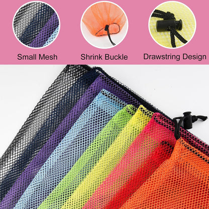 PLULON 20 Pcs Mesh Drawstring Beach Bags