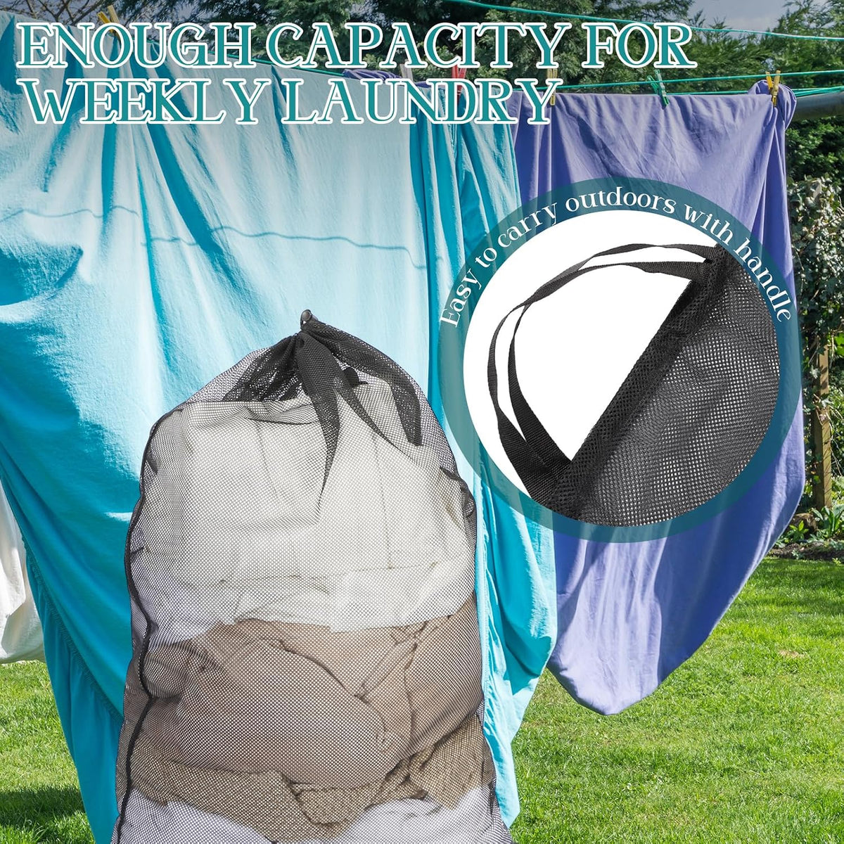 Aliceset 4 Pcs 24 x 36 Inches Mesh Laundry Bags with Drawstring