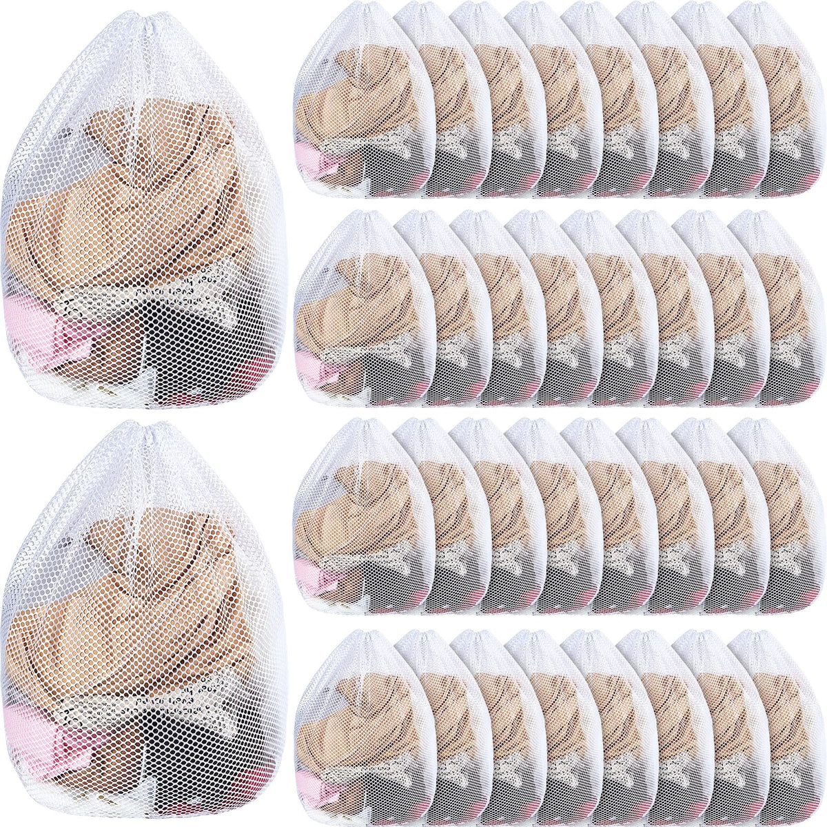 20 Pcs Mesh Laundry Bags Bulk with Drawstring 20 x 24'' White Heavy Duty Mesh Bag Machine Washable Sturdy Large Net Laundry Wash Bag for Dormitory College Apartment Travelling Camping