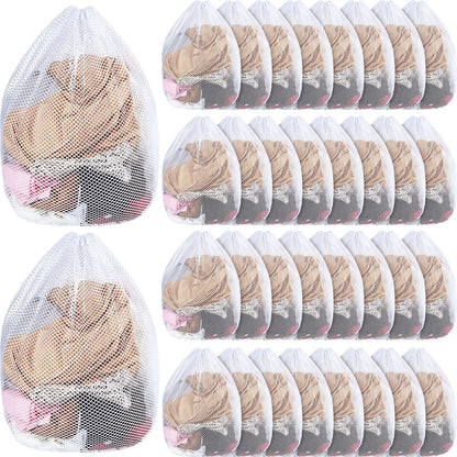 20 Pcs Mesh Laundry Bags Bulk with Drawstring 20 x 24'' White Heavy Duty Mesh Bag Machine Washable Sturdy Large Net Laundry Wash Bag for Dormitory College Apartment Travelling Camping