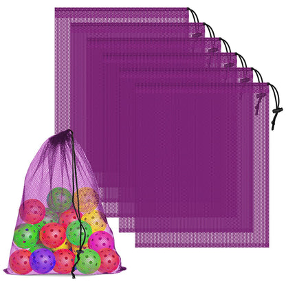 6 Pack Mesh Drawstring Bags with Lock, 14x17 for Gym, Beach, Laundry