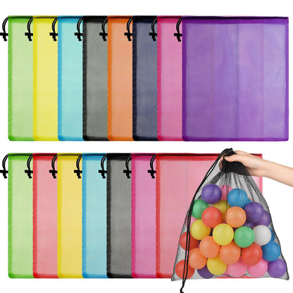 PLULON 20 Pcs Mesh Drawstring Beach Bags