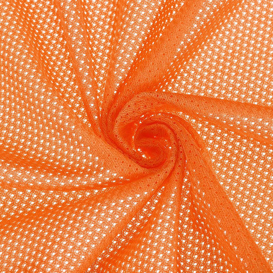 PATIKIL 62 Inch Wide Mesh Fabric Slightly Stretchy, Polyester Micro Mesh Jersey Fabric for Sewing Backpack Pocket and Straps, Netting Clothes, Shopping Bags, Deep Pumpkin Orange 1 Yard