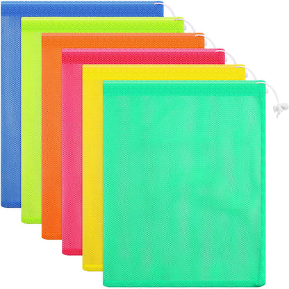 Frienda 6pcs Mesh Bag Drawstring Mesh Laundry Bags, 11 x 15 Inch Durable Nylon for Pool Beach Ball Collecting Travel Gym Laundry and Toys(Multicolor)