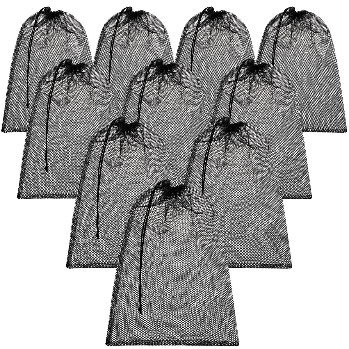 TecUnite 10 Pack Mesh Drawstring Bags for Laundry, 11.8 x 7.5 Inch, White