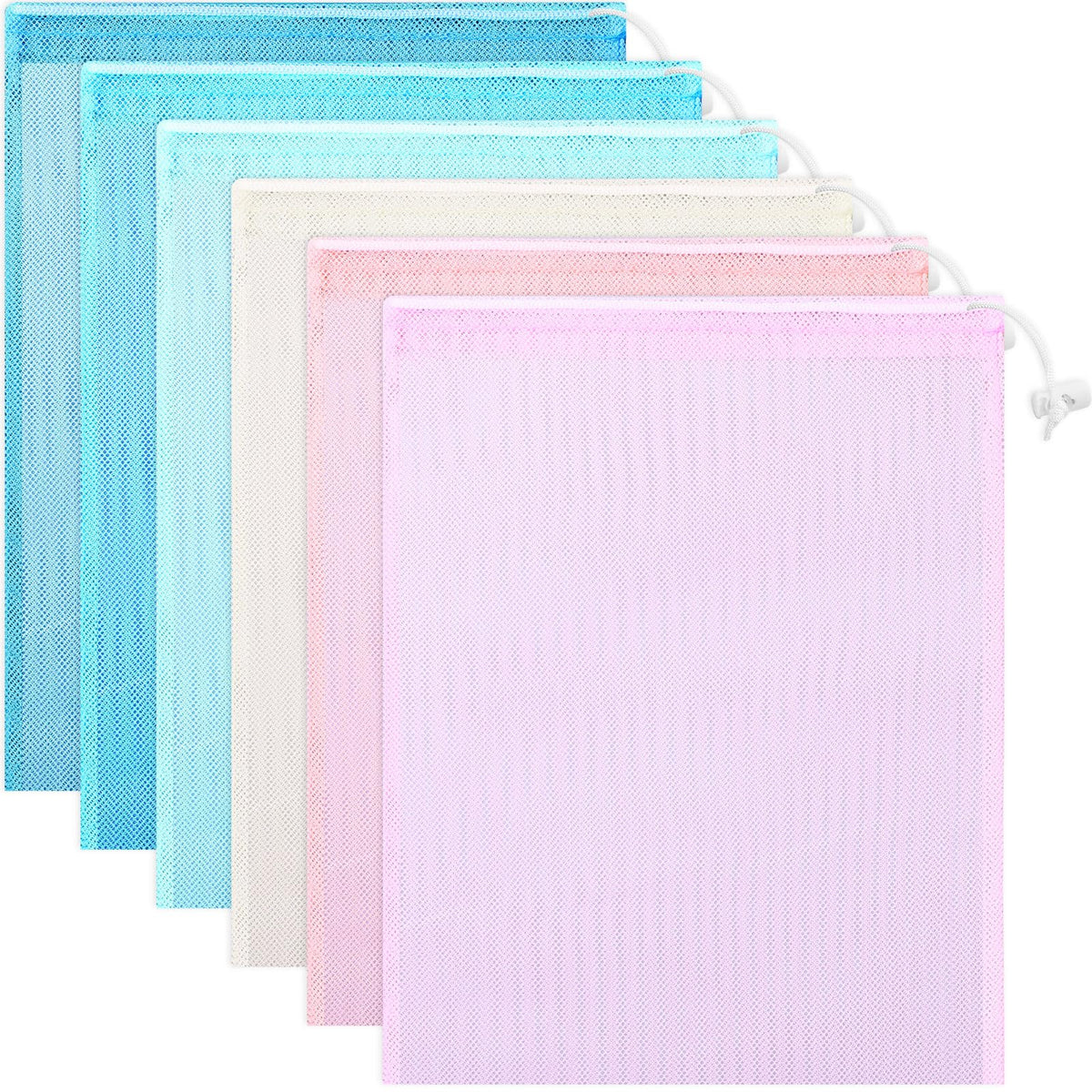 Frienda 6pcs Mesh Bag Drawstring Mesh Laundry Bags, 11 x 15 Inch Durable Nylon for Pool Beach Ball Collecting Travel Gym Laundry and Toys(Multicolor)