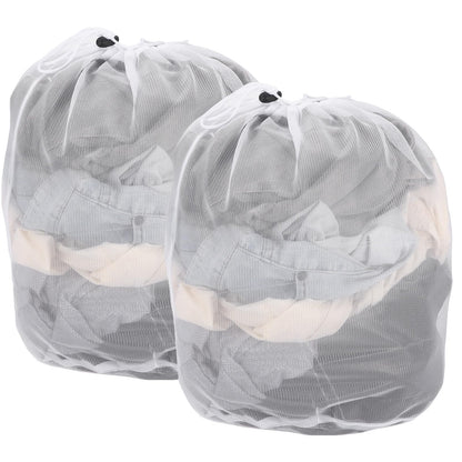 uxcell Mesh Laundry Bag, Drawstring Net Laundry Bag 2Pcs 15.7x11.8" White