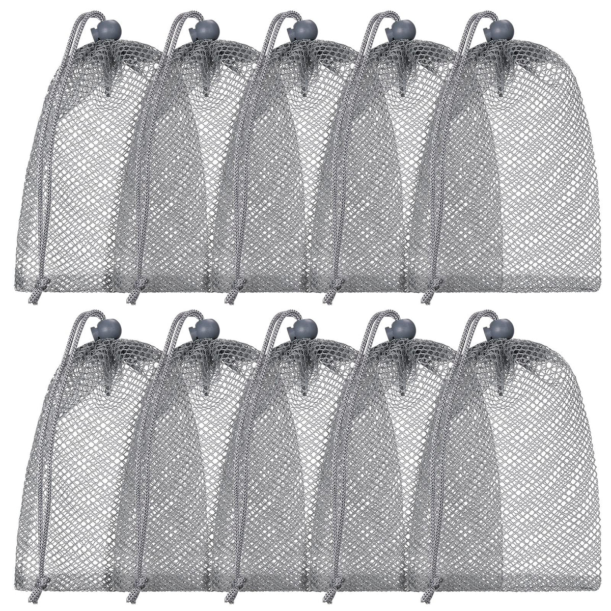 TecUnite 10 Pack Mesh Drawstring Bags for Laundry, 11.8 x 7.5 Inch, White