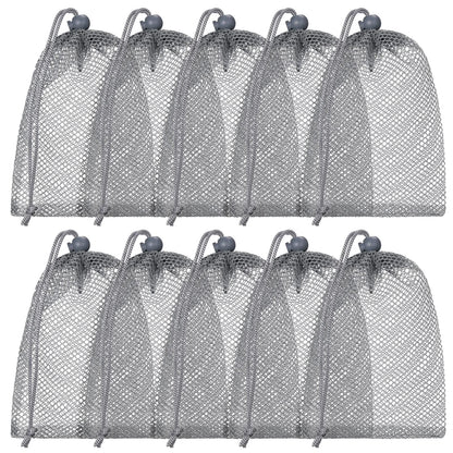 TecUnite 10 Pack Mesh Drawstring Bags for Laundry, 11.8 x 7.5 Inch, White