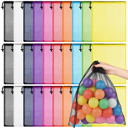 PLULON 20 Pcs Mesh Drawstring Beach Bags