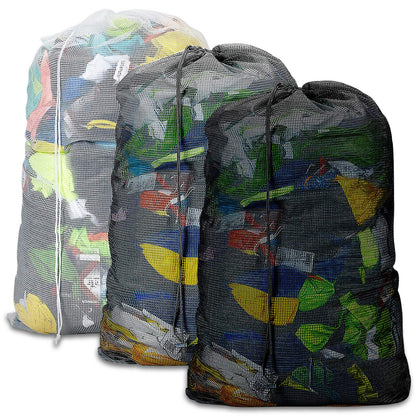Dalykate Mesh Laundry Bags, 24" x 36", Heavy Duty with Reinforced Handles, Foldable & Portable, Drawstring Closure, 3-Pack Mixed Colors