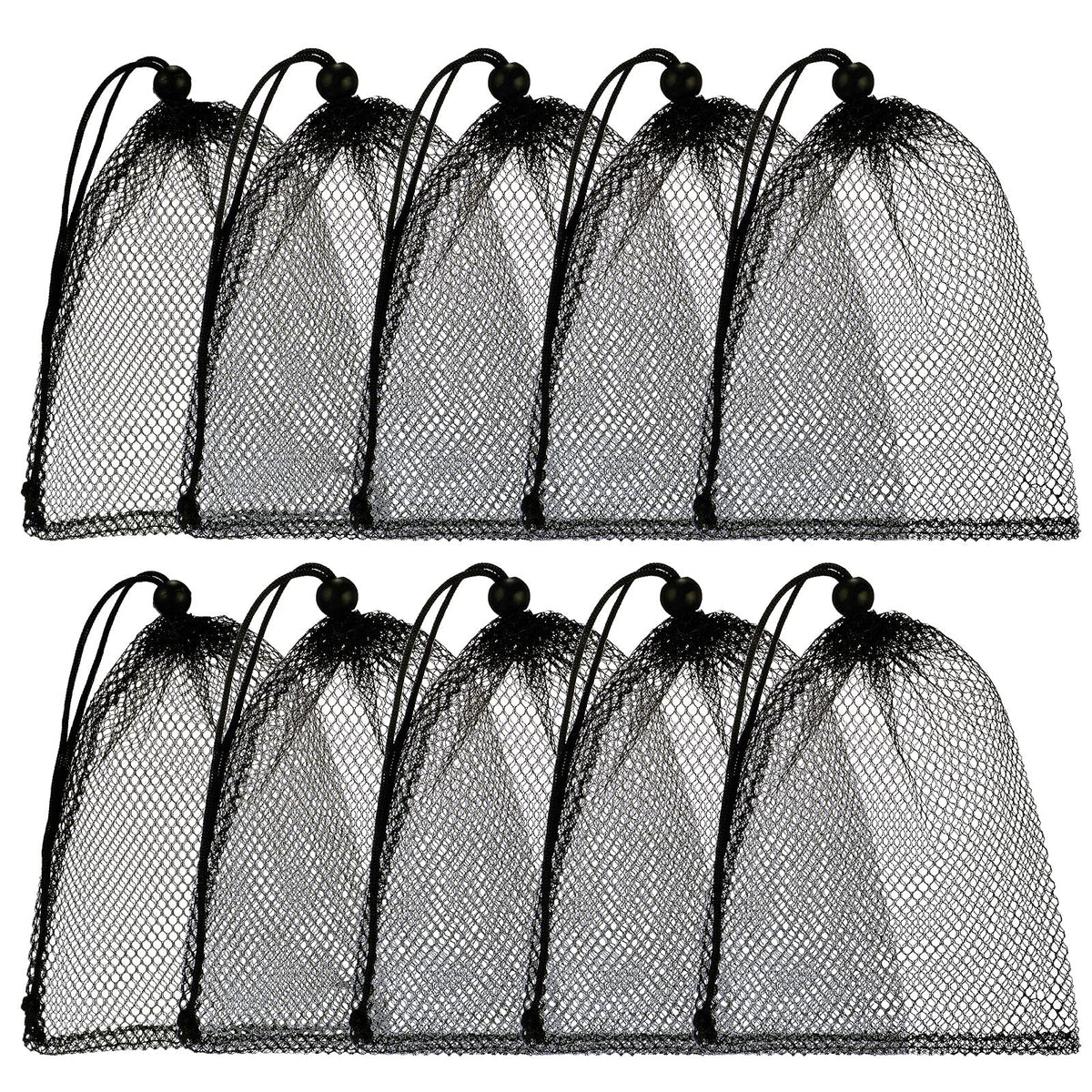 TecUnite 10 Pack Mesh Drawstring Bags for Laundry, 11.8 x 7.5 Inch, White