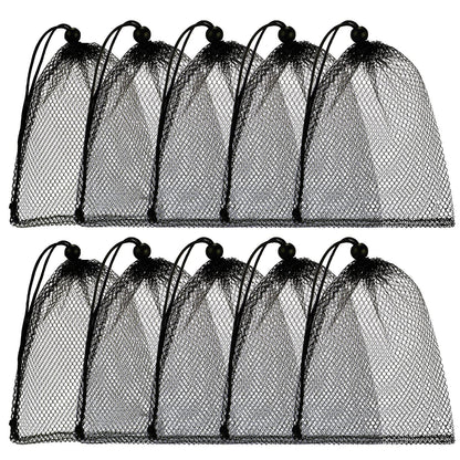 TecUnite 10 Pack Mesh Drawstring Bags for Laundry, 11.8 x 7.5 Inch, White