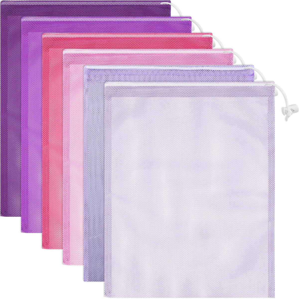 Frienda 6pcs Mesh Bag Drawstring Mesh Laundry Bags, 11 x 15 Inch Durable Nylon for Pool Beach Ball Collecting Travel Gym Laundry and Toys(Multicolor)