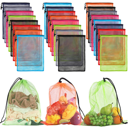 iMucci 12Pcs Mesh Bag 13"X15.5" Drawstring Gym Bag Nylon Mesh Drawstring Bag with Cord Lock Closure for Collecting Toys Travel Sports